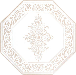 Snow White 7' 10 x 7' 10 Hermitage Octagon Area Rug 55% Polypropylene & 45% Polyester Easy Clean Stain-Resistant Carpet for Living, Office, Dorm Rooms for Sale at Rug Engine