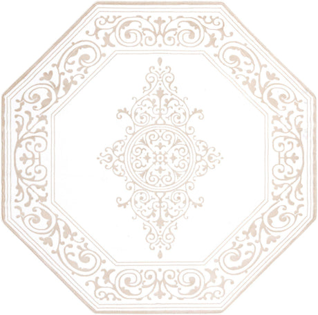 Snow White 7' 10 x 7' 10 Hermitage Octagon Area Rug 55% Polypropylene & 45% Polyester Easy Clean Stain-Resistant Carpet for Living, Office, Dorm Rooms for Sale at Rug Engine