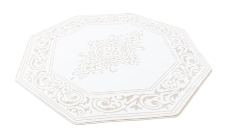 Snow White 5' 3 x 5' 3 Hermitage Octagon Area Rug 55% Polypropylene & 45% Polyester Easy Clean Stain-Resistant Carpet for Living, Office, Dorm Rooms for Sale at Rug Engine