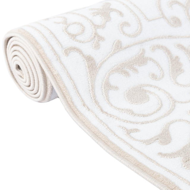 Snow White 5' 3 x 5' 3 Hermitage Octagon Area Rug 55% Polypropylene & 45% Polyester Easy Clean Stain-Resistant Carpet for Living, Office, Dorm Rooms for Sale at Rug Engine