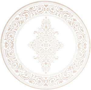 Snow White 7' 10 x 7' 10 Hermitage Round Area Rug 55% Polypropylene & 45% Polyester Easy Clean Stain-Resistant Carpet for Living, Office, Dorm Rooms for Sale at Rug Engine