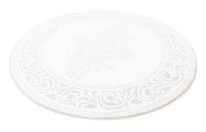Snow White 6' x 6' Hermitage Round Area Rug 55% Polypropylene & 45% Polyester Easy Clean Stain-Resistant Carpet for Living, Office, Dorm Rooms for Sale at Rug Engine