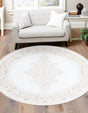 Snow White 7' 10 x 7' 10 Hermitage Round Area Rug 55% Polypropylene & 45% Polyester Easy Clean Stain-Resistant Carpet for Living, Office, Dorm Rooms for Sale at Rug Engine