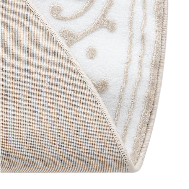 Snow White 10' 8 x 10' 8 Hermitage Round Area Rug 55% Polypropylene & 45% Polyester Easy Clean Stain-Resistant Carpet for Living, Office, Dorm Rooms for Sale at Rug Engine