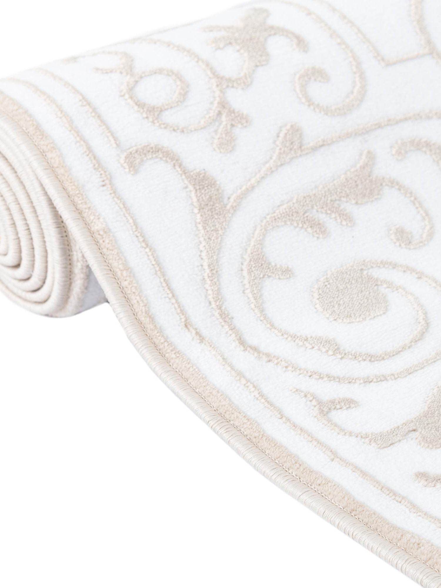 Snow White 6' x 6' Hermitage Round Area Rug 55% Polypropylene & 45% Polyester Easy Clean Stain-Resistant Carpet for Living, Office, Dorm Rooms for Sale at Rug Engine