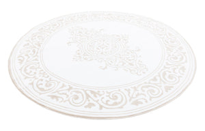 Snow White 6' x 6' Hermitage Round Area Rug 55% Polypropylene & 45% Polyester Easy Clean Stain-Resistant Carpet for Living, Office, Dorm Rooms for Sale at Rug Engine