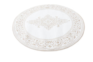 Snow White 4' x 4' Hermitage Round Area Rug 55% Polypropylene & 45% Polyester Easy Clean Stain-Resistant Carpet for Living, Office, Dorm Rooms for Sale at Rug Engine