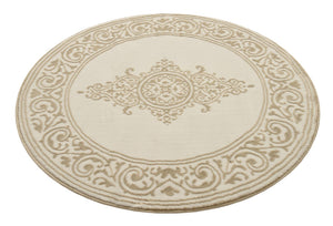 Snow White 4' x 4' Hermitage Round Area Rug 55% Polypropylene & 45% Polyester Easy Clean Stain-Resistant Carpet for Living, Office, Dorm Rooms for Sale at Rug Engine