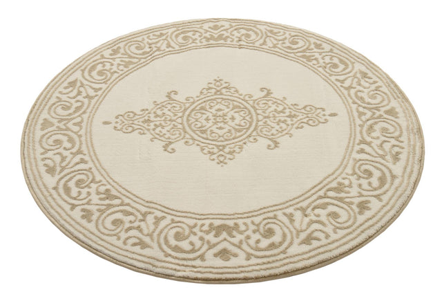 Snow White 4' x 4' Hermitage Round Area Rug 55% Polypropylene & 45% Polyester Easy Clean Stain-Resistant Carpet for Living, Office, Dorm Rooms for Sale at Rug Engine