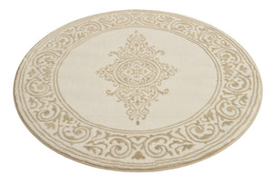 Snow White 4' x 4' Hermitage Round Area Rug 55% Polypropylene & 45% Polyester Easy Clean Stain-Resistant Carpet for Living, Office, Dorm Rooms for Sale at Rug Engine