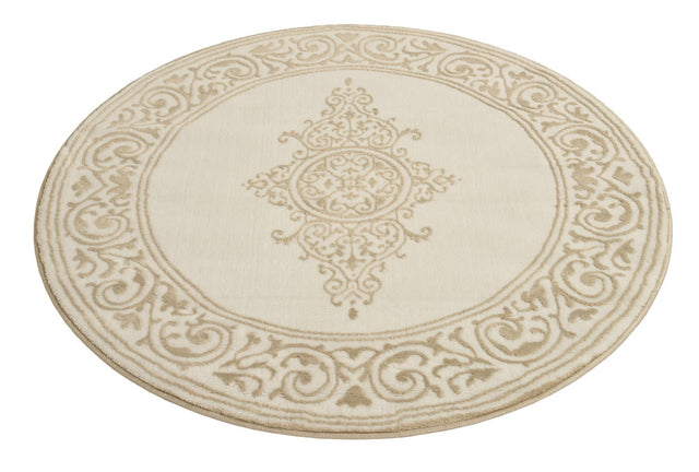 Snow White 4' x 4' Hermitage Round Area Rug 55% Polypropylene & 45% Polyester Easy Clean Stain-Resistant Carpet for Living, Office, Dorm Rooms for Sale at Rug Engine