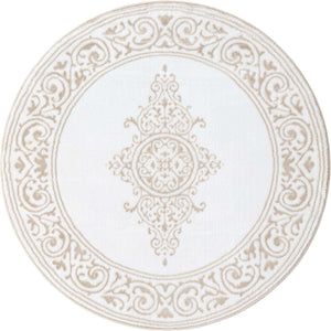 Snow White 4' x 4' Hermitage Round Area Rug 55% Polypropylene & 45% Polyester Easy Clean Stain-Resistant Carpet for Living, Office, Dorm Rooms for Sale at Rug Engine