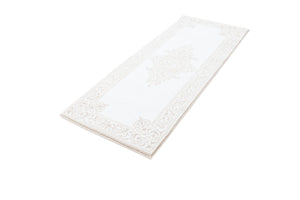 Snow White 2' x 5' Hermitage Runner Area Rug 55% Polypropylene & 45% Polyester Easy Clean Stain-Resistant Carpet for Living, Office, Dorm Rooms for Sale at Rug Engine