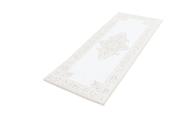Snow White 2' x 5' Hermitage Runner Area Rug 55% Polypropylene & 45% Polyester Easy Clean Stain-Resistant Carpet for Living, Office, Dorm Rooms for Sale at Rug Engine