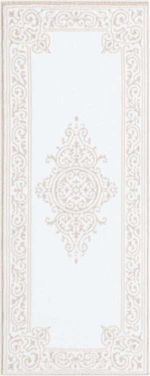 Snow White 2' x 5' Hermitage Runner Area Rug 55% Polypropylene & 45% Polyester Easy Clean Stain-Resistant Carpet for Living, Office, Dorm Rooms for Sale at Rug Engine
