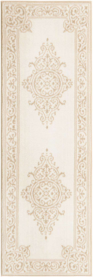 Snow White 2' x 6' Hermitage Runner Area Rug 55% Polypropylene & 45% Polyester Easy Clean Stain-Resistant Carpet for Living, Office, Dorm Rooms for Sale at Rug Engine