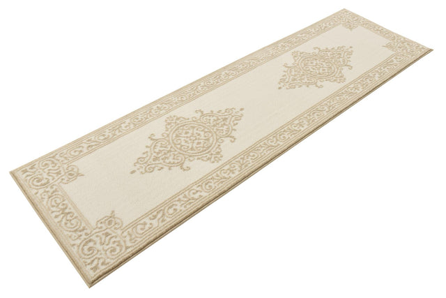 Snow White 2' x 7' Hermitage Runner Area Rug 55% Polypropylene & 45% Polyester Easy Clean Stain-Resistant Carpet for Living, Office, Dorm Rooms for Sale at Rug Engine