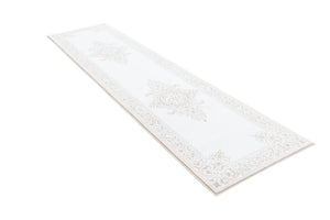 Snow White 2' 6 x 10' Hermitage Runner Area Rug 55% Polypropylene & 45% Polyester Easy Clean Stain-Resistant Carpet for Living, Office, Dorm Rooms for Sale at Rug Engine