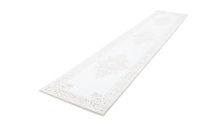 Snow White 2' 6 x 13' Hermitage Runner Area Rug 55% Polypropylene & 45% Polyester Easy Clean Stain-Resistant Carpet for Living, Office, Dorm Rooms for Sale at Rug Engine