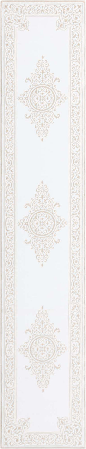 Snow White 2' 6 x 13' Hermitage Runner Area Rug 55% Polypropylene & 45% Polyester Easy Clean Stain-Resistant Carpet for Living, Office, Dorm Rooms for Sale at Rug Engine