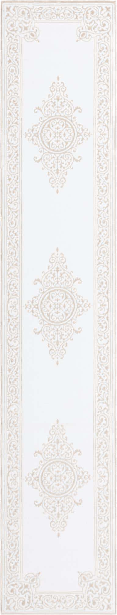 Snow White 2' 6 x 13' Hermitage Runner Area Rug 55% Polypropylene & 45% Polyester Easy Clean Stain-Resistant Carpet for Living, Office, Dorm Rooms for Sale at Rug Engine