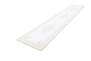 Snow White 2' 6 x 14' Hermitage Runner Area Rug 55% Polypropylene & 45% Polyester Easy Clean Stain-Resistant Carpet for Living, Office, Dorm Rooms for Sale at Rug Engine