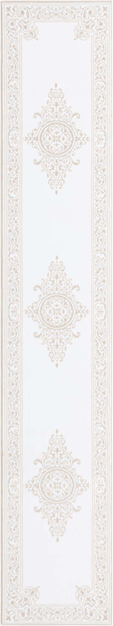 Snow White 2' 6 x 14' Hermitage Runner Area Rug 55% Polypropylene & 45% Polyester Easy Clean Stain-Resistant Carpet for Living, Office, Dorm Rooms for Sale at Rug Engine