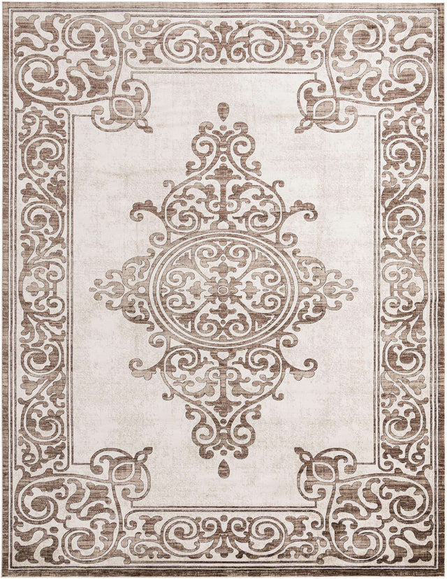 Chocolate Brown 10' 8 x 14' Hermitage Rectangle Area Rug 55% Polypropylene & 45% Polyester Easy Clean Stain-Resistant Carpet for Living, Office, Dorm Rooms for Sale at Rug Engine