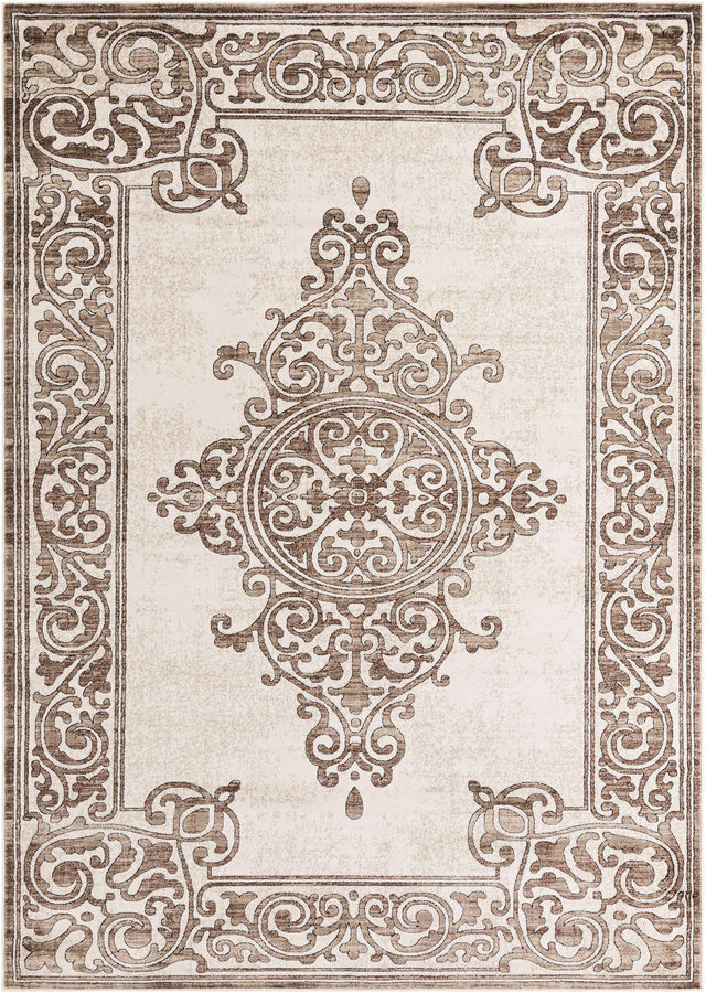 Chocolate Brown 7' x 10' Hermitage Rectangle Area Rug 55% Polypropylene & 45% Polyester Easy Clean Stain-Resistant Carpet for Living, Office, Dorm Rooms for Sale at Rug Engine