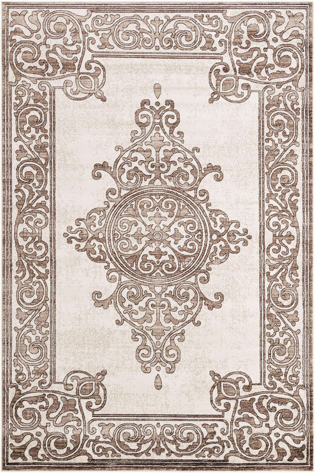 Chocolate Brown 6' x 9' Hermitage Rectangle Area Rug 55% Polypropylene & 45% Polyester Easy Clean Stain-Resistant Carpet for Living, Office, Dorm Rooms for Sale at Rug Engine