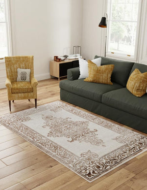 Chocolate Brown 7' 10 x 11' 6 Hermitage Rectangle Area Rug 55% Polypropylene & 45% Polyester Easy Clean Stain-Resistant Carpet for Living, Office, Dorm Rooms for Sale at Rug Engine