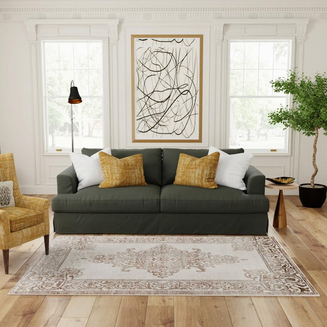 Chocolate Brown 6' x 9' Hermitage Rectangle Area Rug 55% Polypropylene & 45% Polyester Easy Clean Stain-Resistant Carpet for Living, Office, Dorm Rooms for Sale at Rug Engine