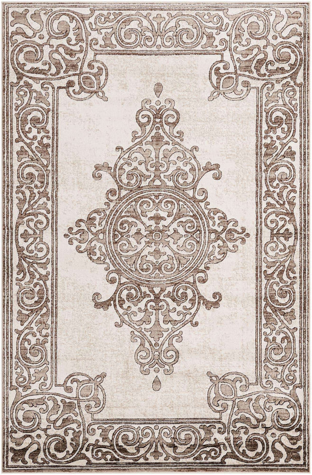 Chocolate Brown 5' 3 x 8' Hermitage Rectangle Area Rug 55% Polypropylene & 45% Polyester Easy Clean Stain-Resistant Carpet for Living, Office, Dorm Rooms for Sale at Rug Engine