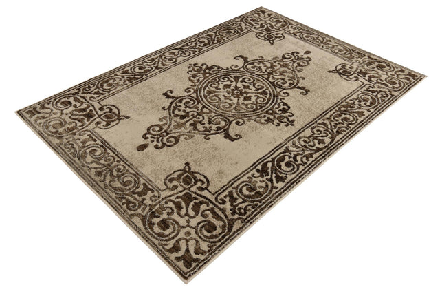 Chocolate Brown 4' x 6' Hermitage Rectangle Area Rug 55% Polypropylene & 45% Polyester Easy Clean Stain-Resistant Carpet for Living, Office, Dorm Rooms for Sale at Rug Engine