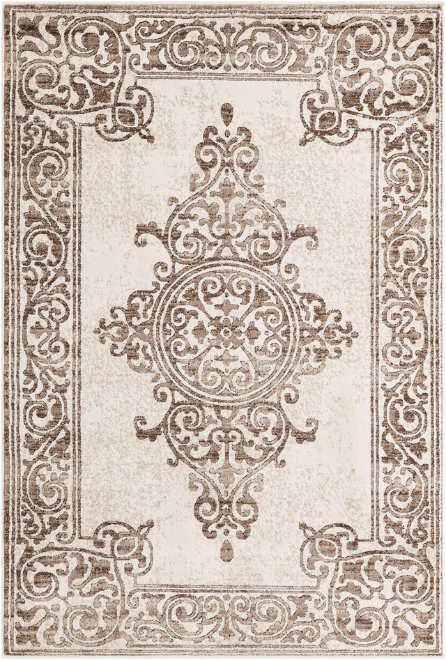 Chocolate Brown 4' x 6' Hermitage Rectangle Area Rug 55% Polypropylene & 45% Polyester Easy Clean Stain-Resistant Carpet for Living, Office, Dorm Rooms for Sale at Rug Engine