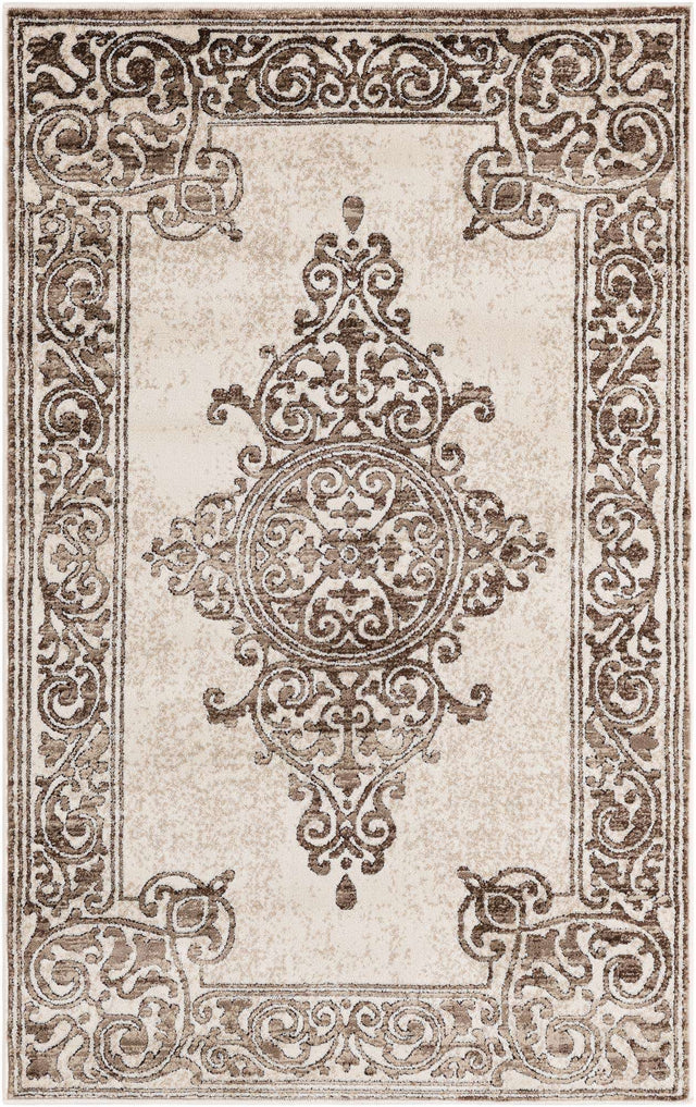 Chocolate Brown 3' 3 x 5' 3 Hermitage Rectangle Area Rug 55% Polypropylene & 45% Polyester Easy Clean Stain-Resistant Carpet for Living, Office, Dorm Rooms for Sale at Rug Engine
