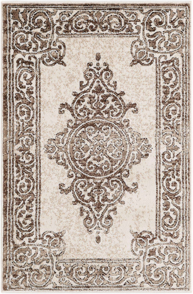 Chocolate Brown 2' x 3' Hermitage Rectangle Area Rug 55% Polypropylene & 45% Polyester Easy Clean Stain-Resistant Carpet for Living, Office, Dorm Rooms for Sale at Rug Engine