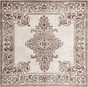 Chocolate Brown 10' 8 x 10' 8 Hermitage Square Area Rug 55% Polypropylene & 45% Polyester Easy Clean Stain-Resistant Carpet for Living, Office, Dorm Rooms for Sale at Rug Engine