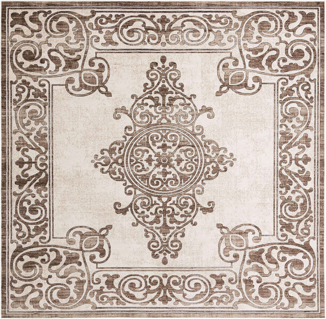 Chocolate Brown 10' 8 x 10' 8 Hermitage Square Area Rug 55% Polypropylene & 45% Polyester Easy Clean Stain-Resistant Carpet for Living, Office, Dorm Rooms for Sale at Rug Engine