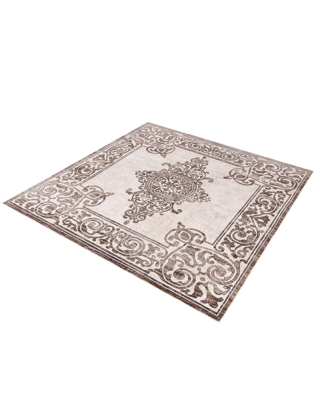 Chocolate Brown 7' 10 x 7' 10 Hermitage Square Area Rug 55% Polypropylene & 45% Polyester Easy Clean Stain-Resistant Carpet for Living, Office, Dorm Rooms for Sale at Rug Engine