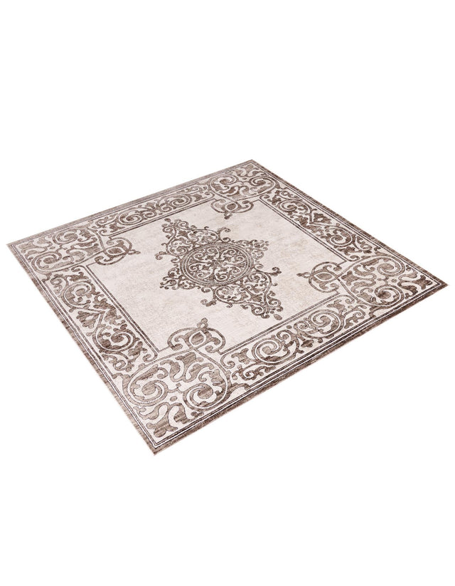 Chocolate Brown 7' 10 x 7' 10 Hermitage Square Area Rug 55% Polypropylene & 45% Polyester Easy Clean Stain-Resistant Carpet for Living, Office, Dorm Rooms for Sale at Rug Engine