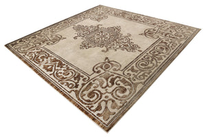 Chocolate Brown 7' 10 x 7' 10 Hermitage Square Area Rug 55% Polypropylene & 45% Polyester Easy Clean Stain-Resistant Carpet for Living, Office, Dorm Rooms for Sale at Rug Engine