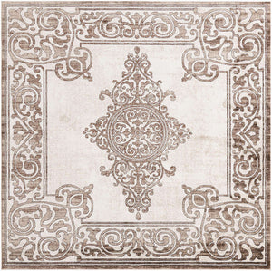 Chocolate Brown 7' 10 x 7' 10 Hermitage Square Area Rug 55% Polypropylene & 45% Polyester Easy Clean Stain-Resistant Carpet for Living, Office, Dorm Rooms for Sale at Rug Engine