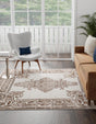 Chocolate Brown 6' x 6' Hermitage Square Area Rug 55% Polypropylene & 45% Polyester Easy Clean Stain-Resistant Carpet for Living, Office, Dorm Rooms for Sale at Rug Engine