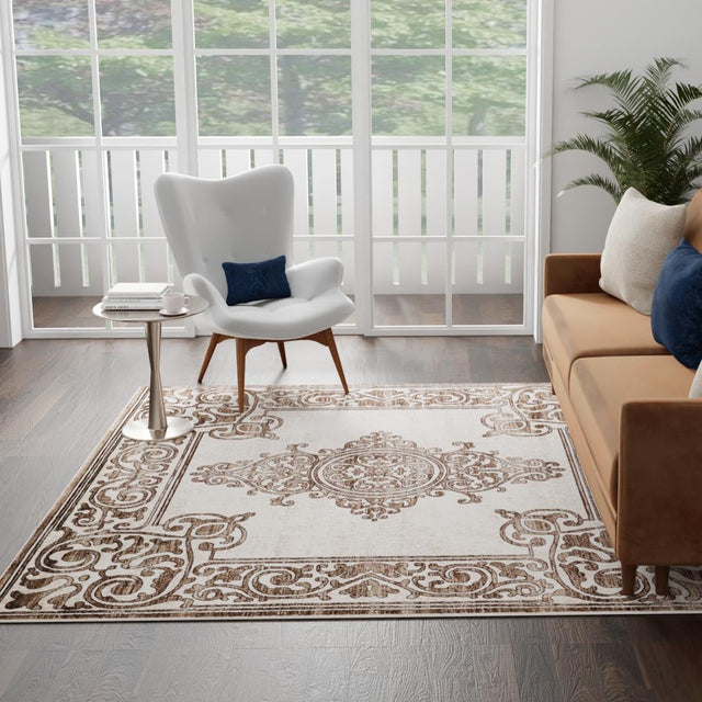 Chocolate Brown 10' 8 x 10' 8 Hermitage Square Area Rug 55% Polypropylene & 45% Polyester Easy Clean Stain-Resistant Carpet for Living, Office, Dorm Rooms for Sale at Rug Engine