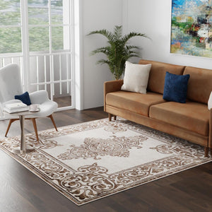 Chocolate Brown 7' 10 x 7' 10 Hermitage Square Area Rug 55% Polypropylene & 45% Polyester Easy Clean Stain-Resistant Carpet for Living, Office, Dorm Rooms for Sale at Rug Engine