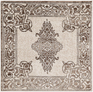 Chocolate Brown 3' 3 x 3' 3 Hermitage Square Area Rug 55% Polypropylene & 45% Polyester Easy Clean Stain-Resistant Carpet for Living, Office, Dorm Rooms for Sale at Rug Engine