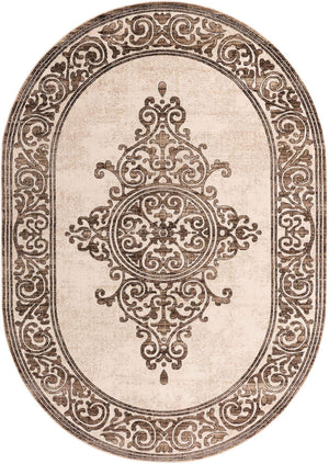 Chocolate Brown 7' x 10' Hermitage Oval Area Rug 55% Polypropylene & 45% Polyester Easy Clean Stain-Resistant Carpet for Living, Office, Dorm Rooms for Sale at Rug Engine