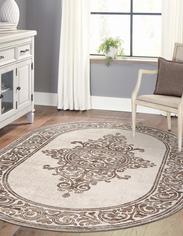 Chocolate Brown 2' x 3' Hermitage Oval Area Rug 55% Polypropylene & 45% Polyester Easy Clean Stain-Resistant Carpet for Living, Office, Dorm Rooms for Sale at Rug Engine