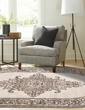 Chocolate Brown 4' x 6' Hermitage Oval Area Rug 55% Polypropylene & 45% Polyester Easy Clean Stain-Resistant Carpet for Living, Office, Dorm Rooms for Sale at Rug Engine